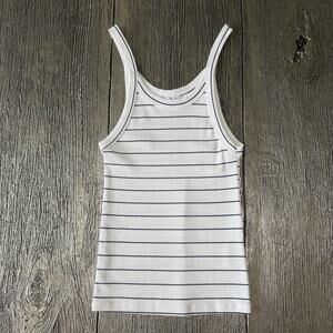 Zara Women's High Neck Black And White Striped Tank Size S